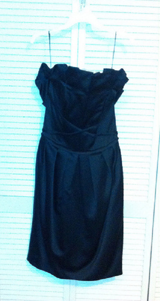 Victor Costa Women Satin Black Folding-Bust-Line Sleeveless Full-Length Size 6 image 0