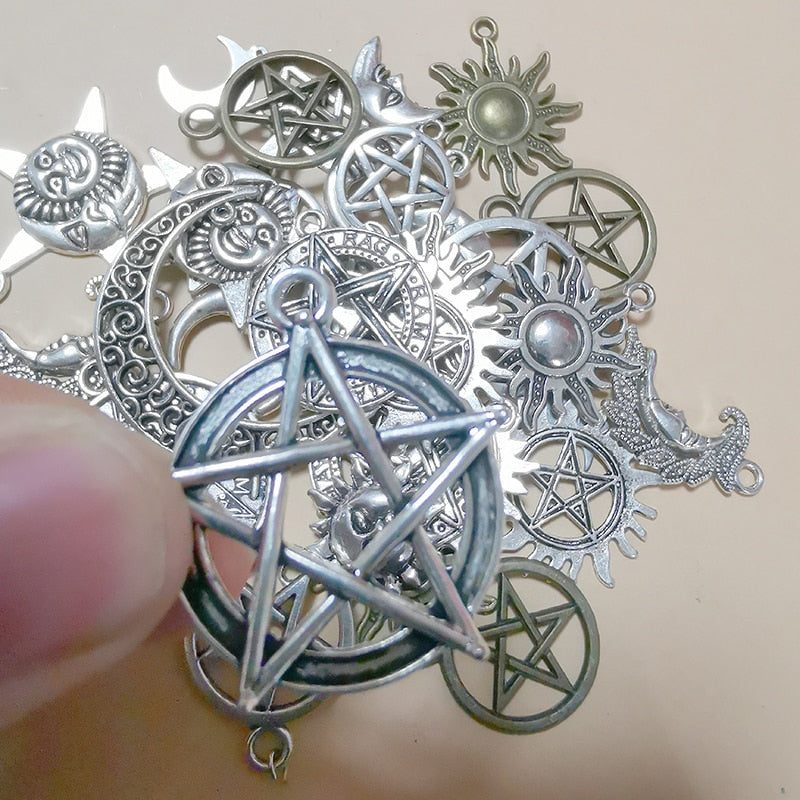Moon Pentagram Wicca Charms for Jewelry Making Necklace Earrings Keychain Diy H image 5