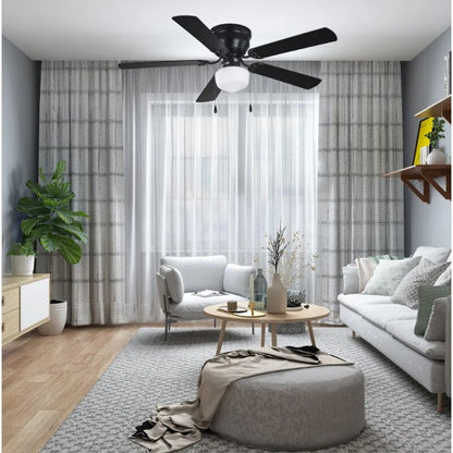 Mainstays 52 " Hugger Indoor Ceiling Fan with Light Kit, Black, 5 Blades, R image 3