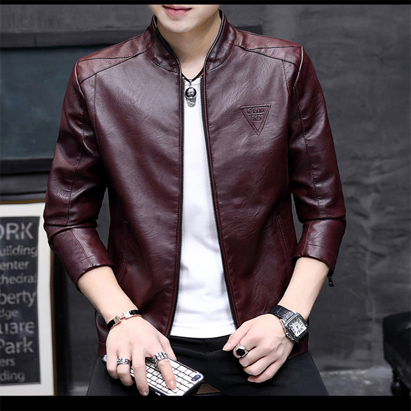 Men's Biker Leather Jacket 2023 Autumn  Men's Fashion Trend Decorative Motorcycl image 3