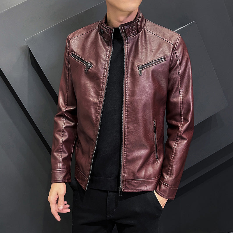 2024 High-quality Leather Men Autumn New Fashion Handsome Young Motorcycle Jack image 3