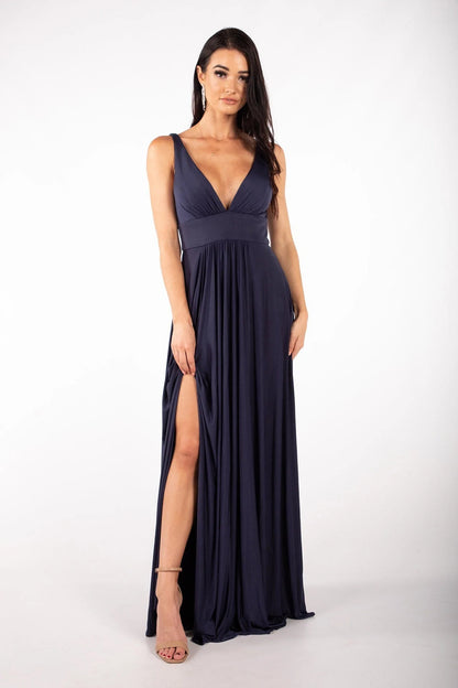 Fatapaese Spandex Bridesmaid Dresses Satin V-Neck Slit Wedding Party Backless W
