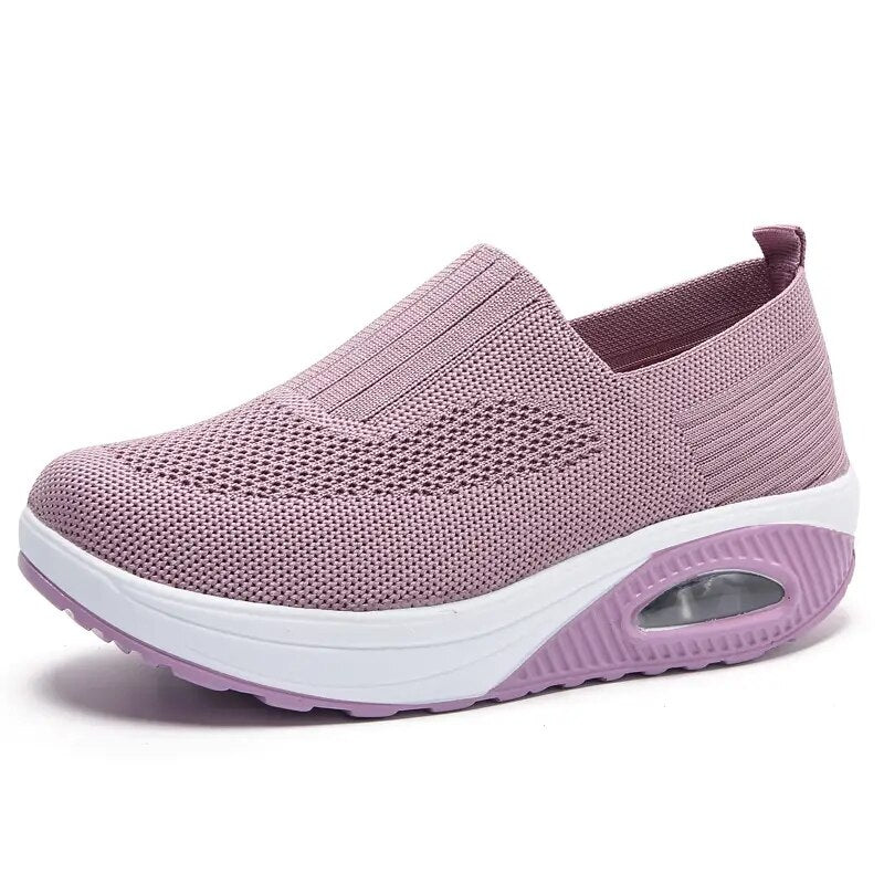 Women Mesh Breathable Running Shoes, Solid Color Lace Up Front Summer Walking