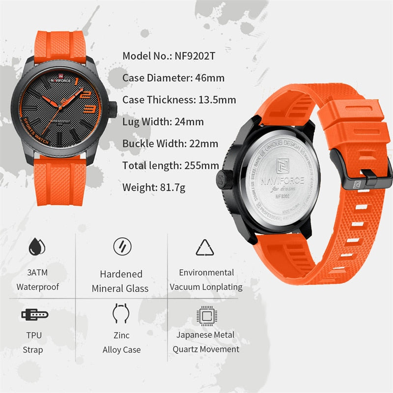 NAVIFORCE Top Luxury Brand Quartz Watch Men Silicone Strap Military Watches 30A image 6