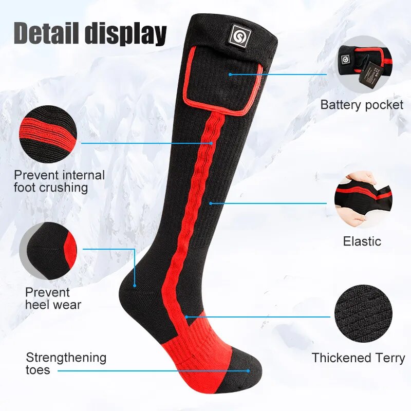 SNOW DEER Winter Heated Sock Rechargeable Battery Stocking Women Electric Heati image 7