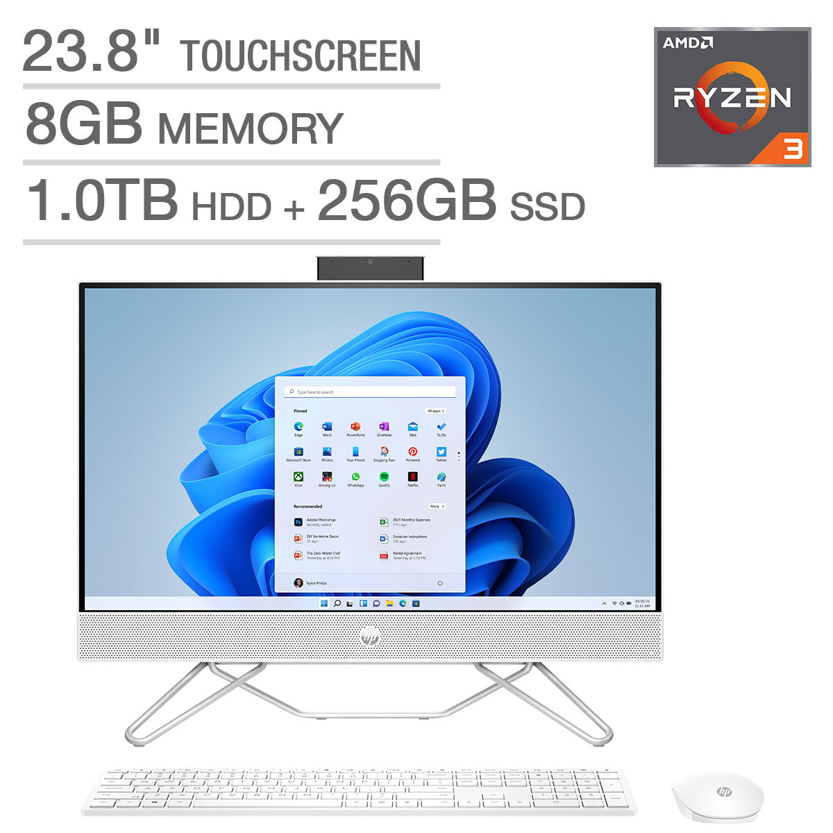 HP 23.8" Touchscreen All-in-One Desktop - AMD Ryzen 3 5425U - 1080p image 0