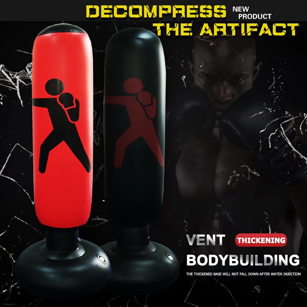 Inflatable Boxing Bag Training Pressure Relief Exercise Punch Standing Sandbags image 6
