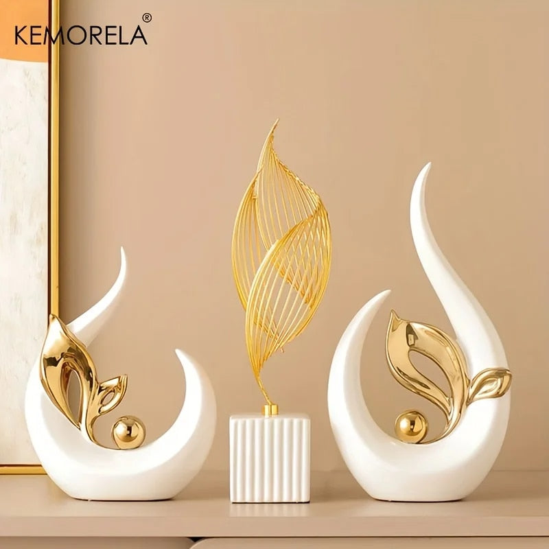 Ceramic Statue Nordic Creative Light Luxury Living Room Decoration Sculptures a image 1