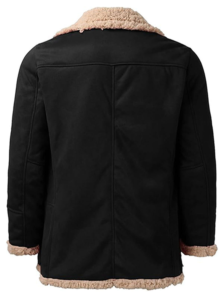 Men s Winter Fleece Coats with Turn Down Collar and Button Down Closure Thick a image 5