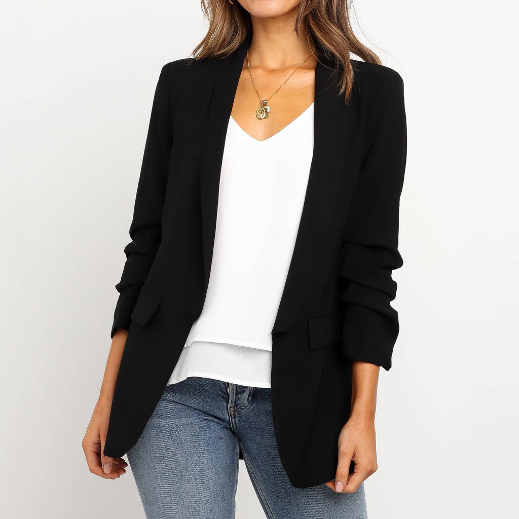Autumn New Blazer Jacket Women Fashion Solid Formal Blazers Femme Jackets Offic image 3