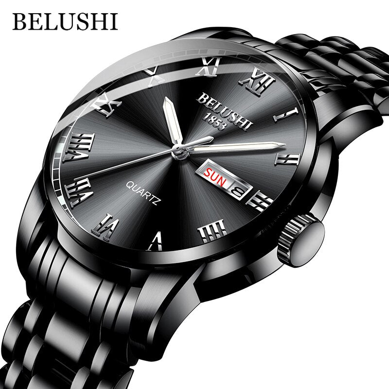 BELUSHI Men Watch Stainless Steel Top Quailty Luxury Push Button Hidden Clasp W image 10