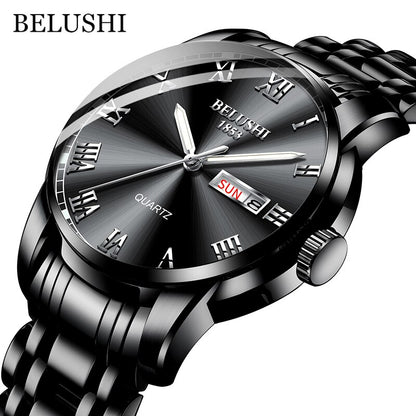 BELUSHI Men Watch Stainless Steel Top Quailty Luxury Push Button Hidden Clasp W image 10