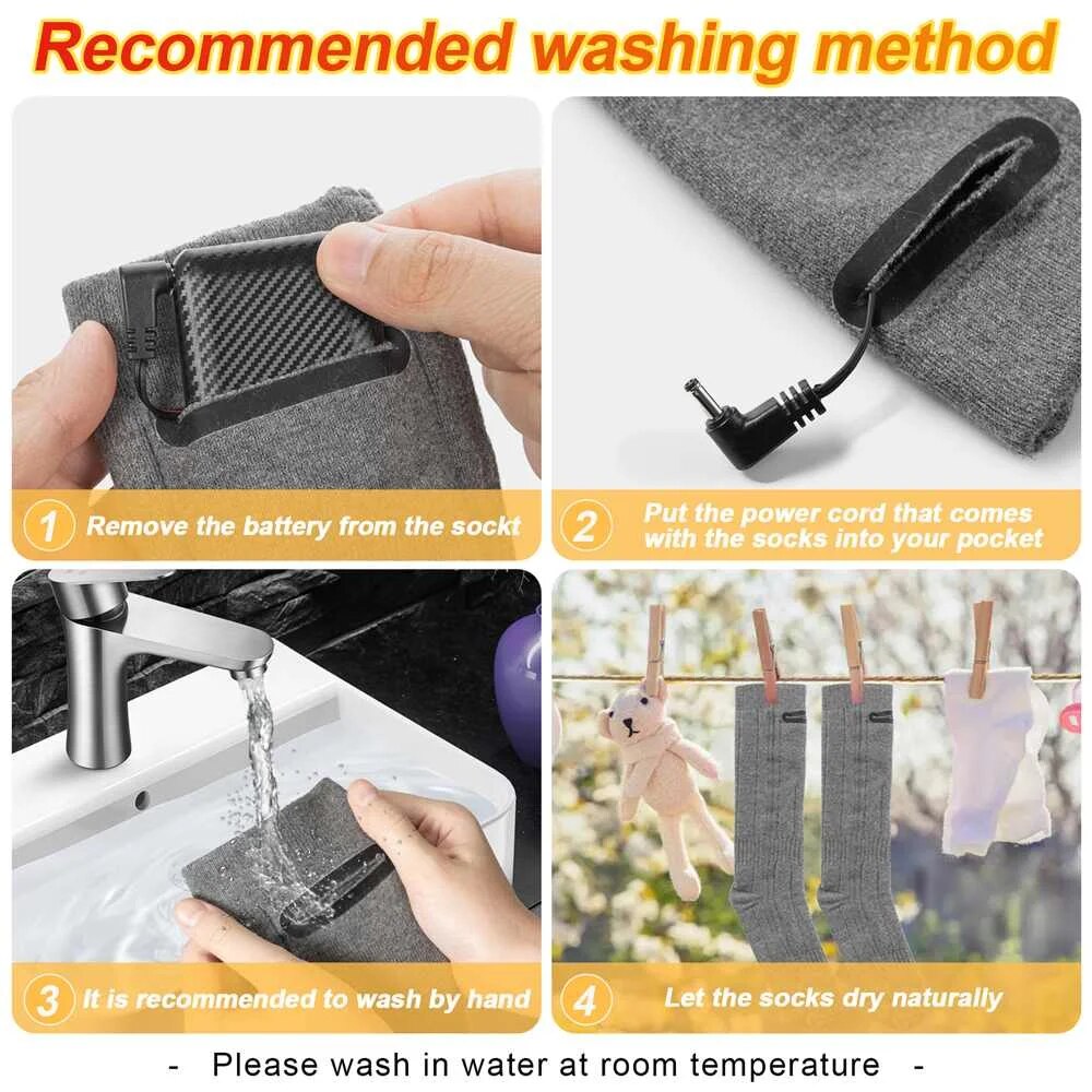 4000mAh Winter Heated Socks Remote Control Electric Heating Socks Rechargeable image 3