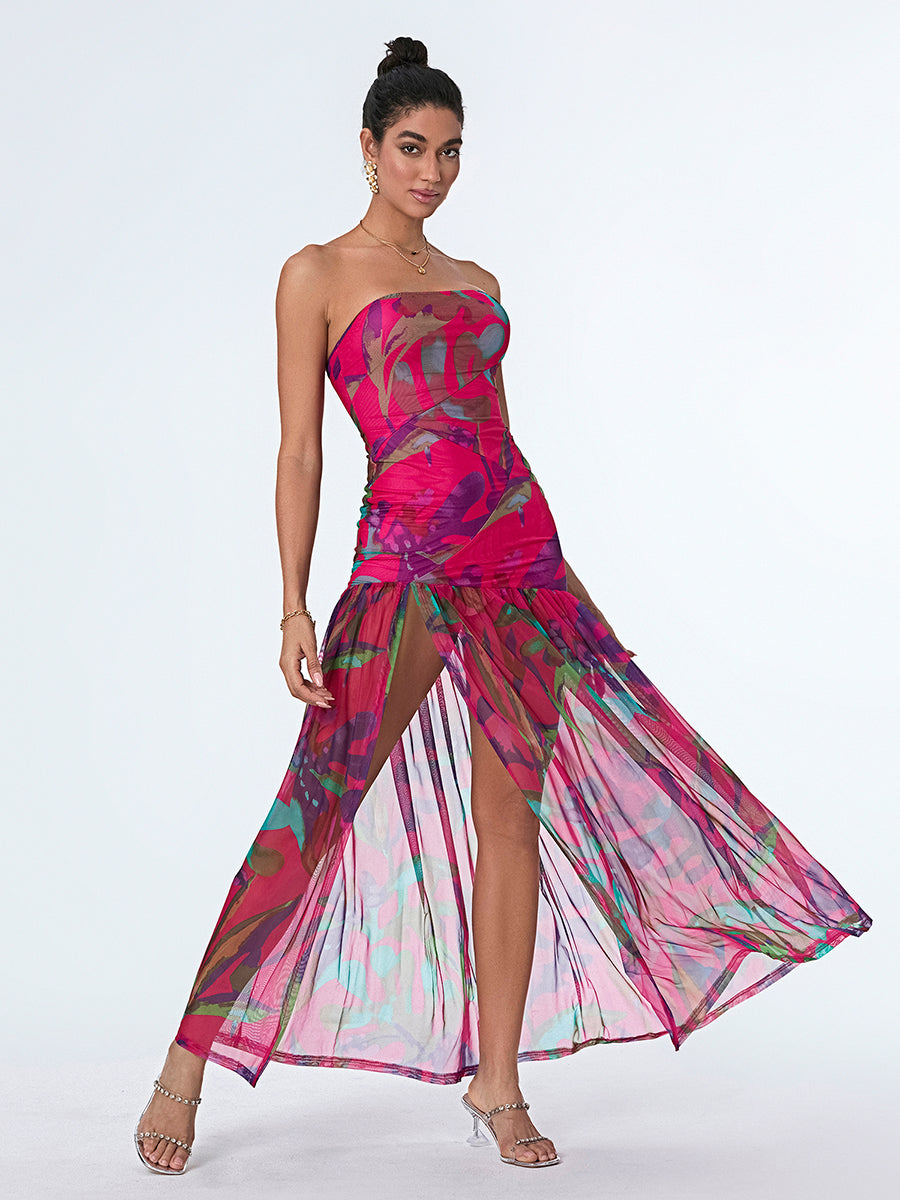 Women s Off Shoulder Ruffle Sleeve Floral Print Maxi Dress with Belt for Beach  image 8