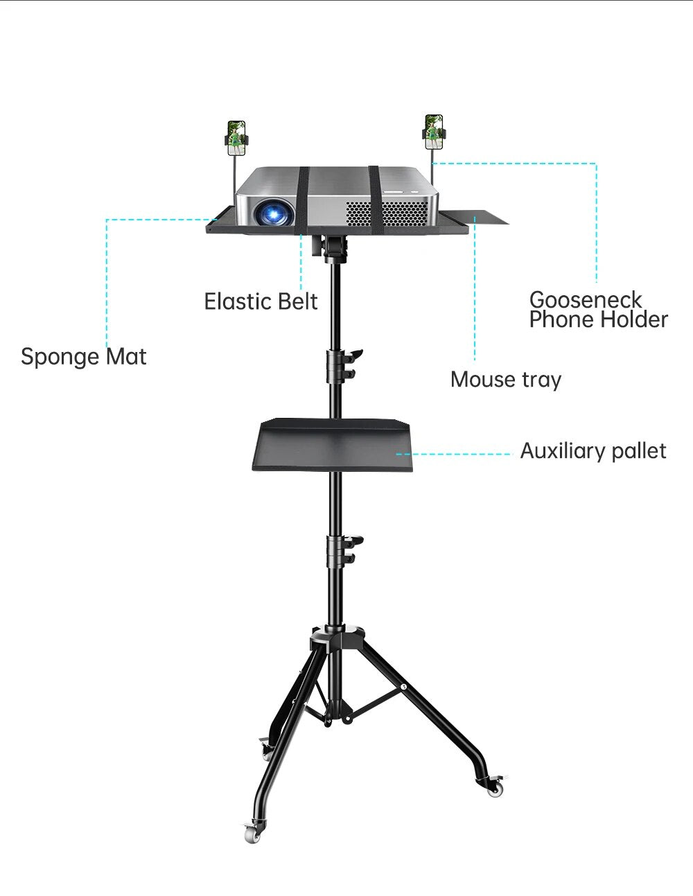 SH 90/125/145CM Projector Tripod Stand With Trays Laptop Tripod, Portable Proje image 2