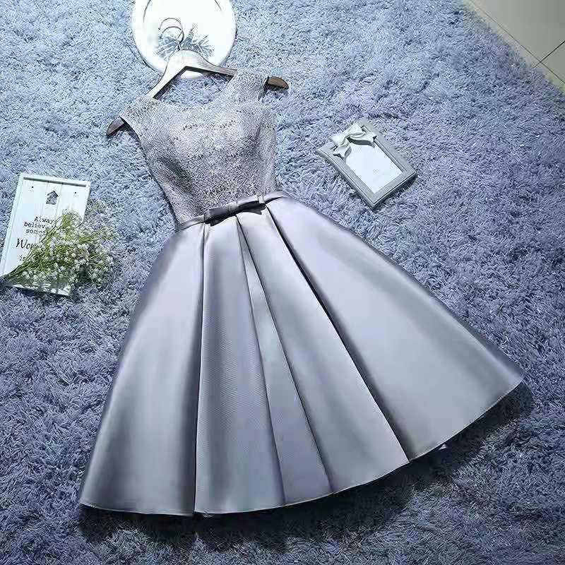 Gray Short Junior's Homecoming Party Dresses  Sequined Lace Cheap Women'