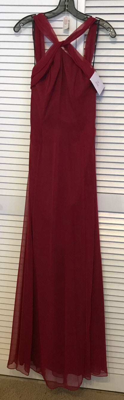 Watters & Watters Women Dress Chiffon Maroon Belts Cross Size 2 image 0