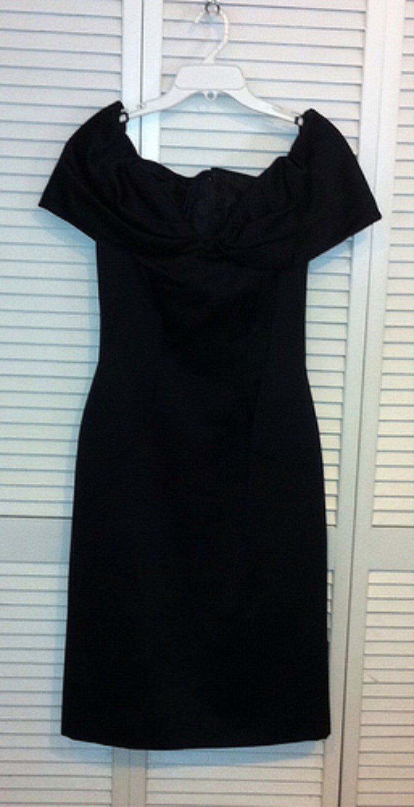 Victor Costa Women Dresses Satin Black Bow-Like Collar Midi-Length Siz