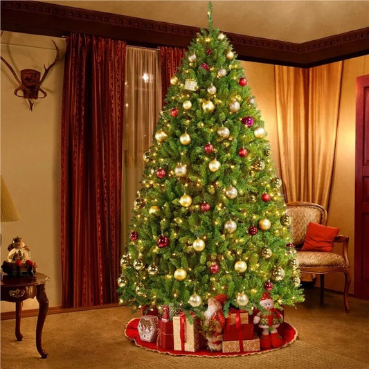 USA Essentials Holiday Decoration 7.5ft Pre-lit Artificial Christmas Tree Foldable