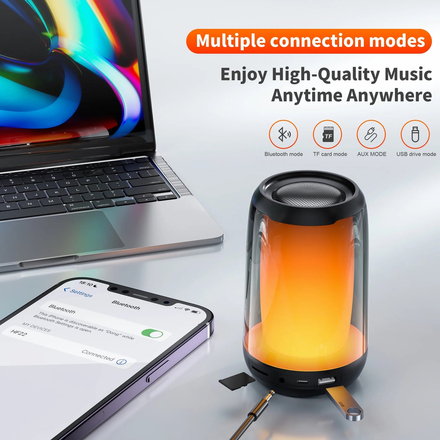 USA Essentials Bluetooth Speaker with Hi-Res 5W Audio,Wireless HiFi Portable Speaker IPX5 image 3