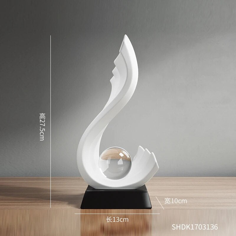 Nordic Style Home Decorations Irregular Wave Statue Crystal Ball Simple Living image 1
