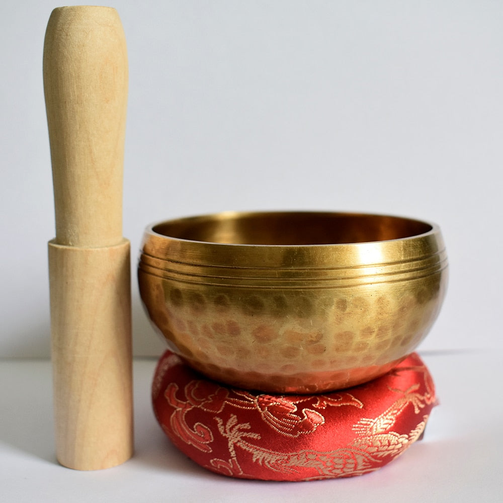 Nepal Handmade Tibetan Bowl with Cushion and Wood Stick Yoga Chanting Sound Hea image 3