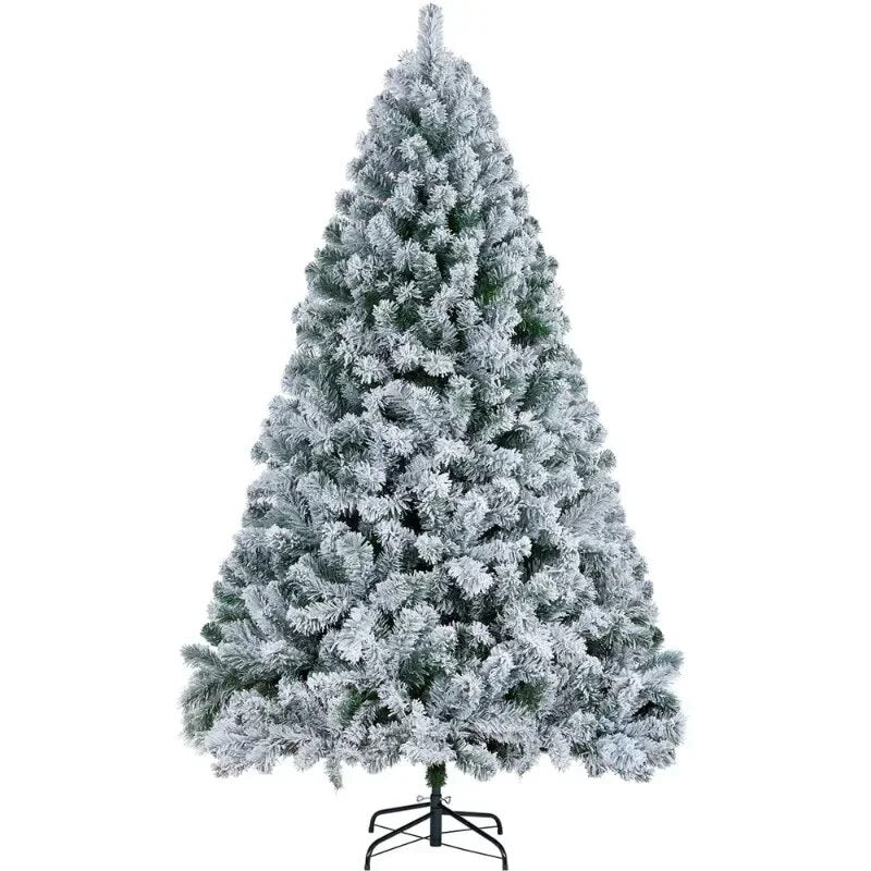 Easyfashion 6 Ft Frosted Artificial Christmas Tree with Stand, Green image 3