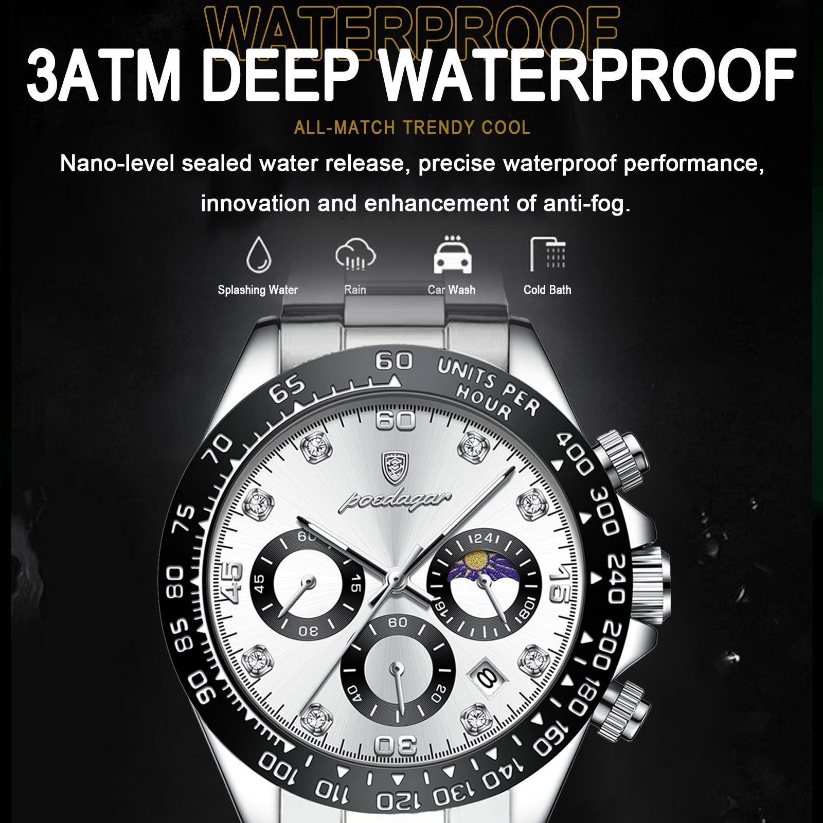 POEDAGAR Luxury Man Wristwatch Sports Chronograph Luminous Waterproof Date Men  image 7