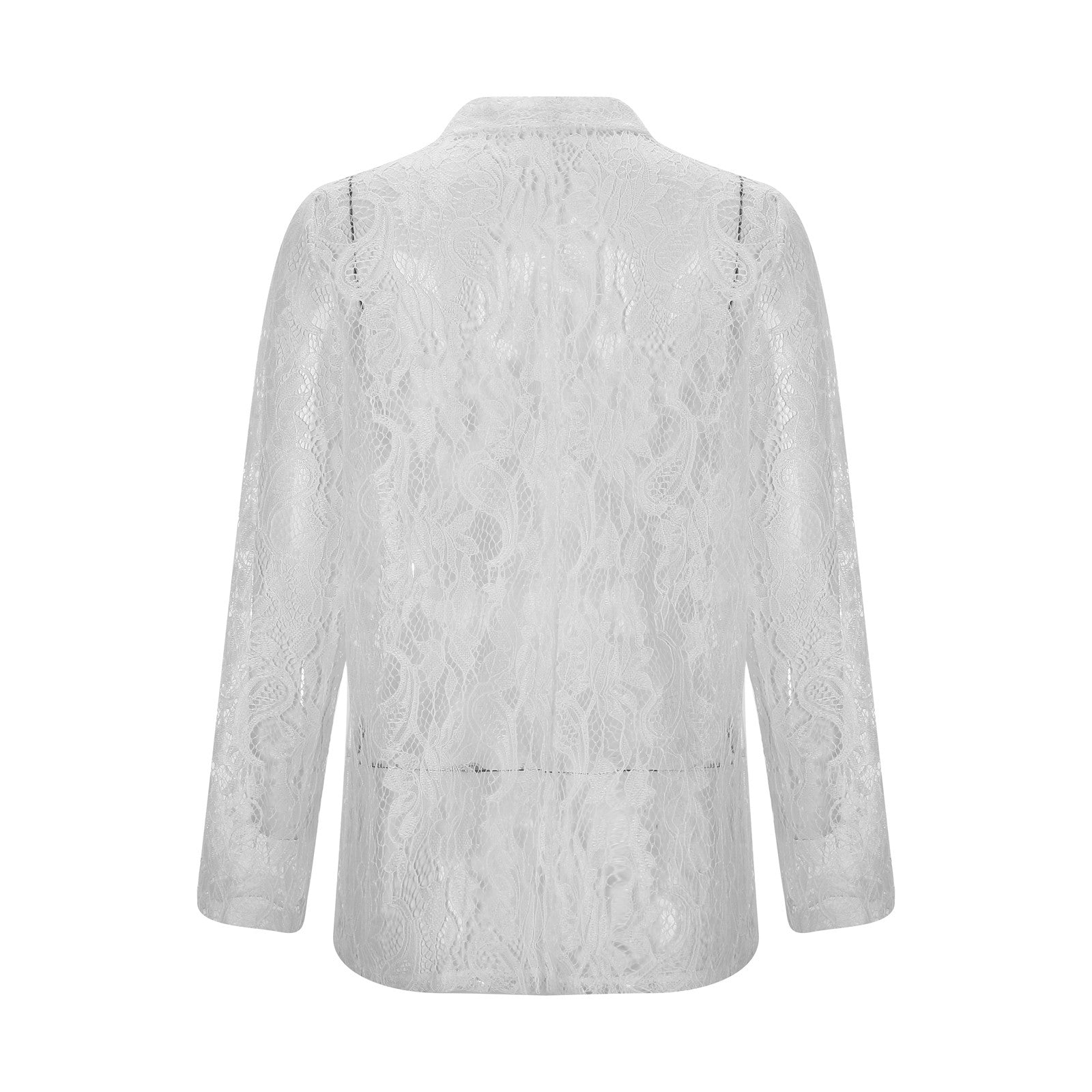 White Lace Hollow Out Women's Suit Coat Solid Open Stitch Blazers Outdoor Forma image 6