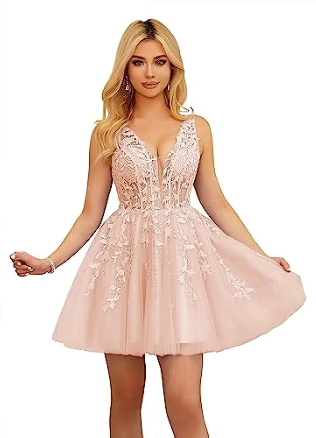  V-Neck Sleeveless Cocktail Party Dresses Appliques Beading A-Line Sho image 4