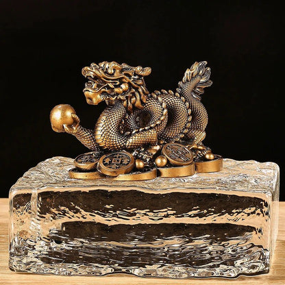 Chinese Auspicious Money Dragon Statuette  Resin Sculpture Feng Shui Decoration image 0