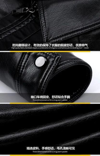 Leather jacket men's jacket autumn  trendy brand motorcycle suit windproof hand image 5