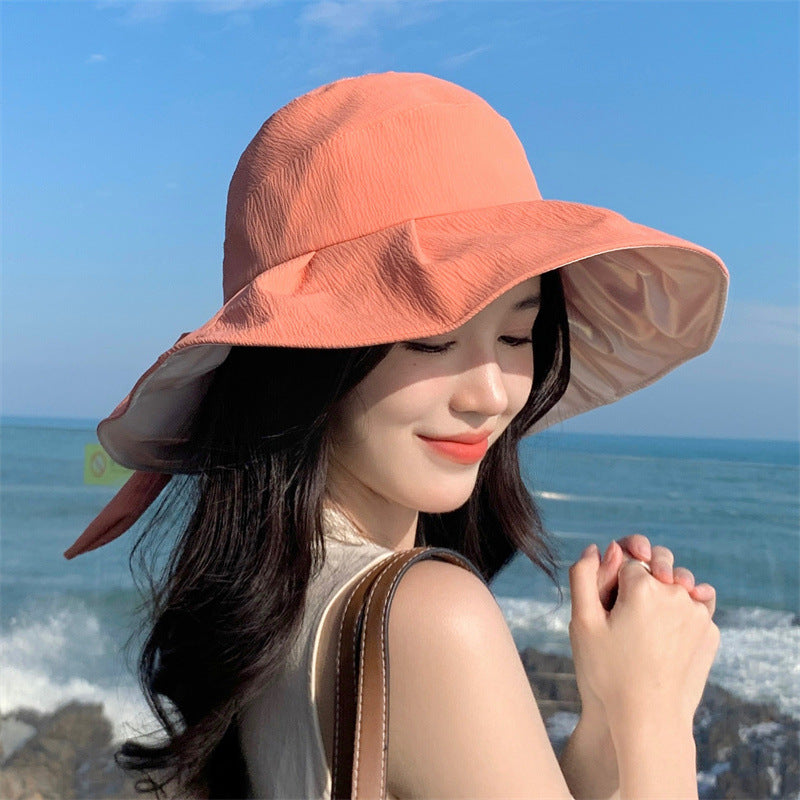 Sunscreen Hat With Bow, Large Brim For Covering The Face To Prevent Ultraviolet image 5
