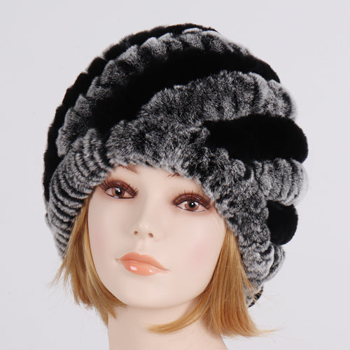Lady Winter 100% Natural Real Rex Rabbit Fur Hat Women Soft Rex Rabbit Fur Cap  image 1