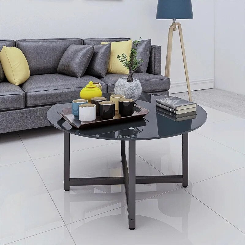 Rectangle Tempered Glass Coffee Table Metal Tube Legs End Table for Living Room image 4