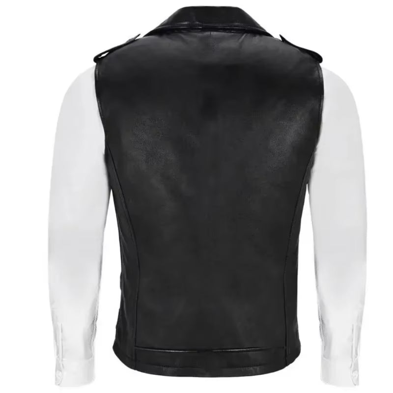 2024 The Latest Men's Leather Vest Men's Motorcycle Jacket Men Vest Biker image 2