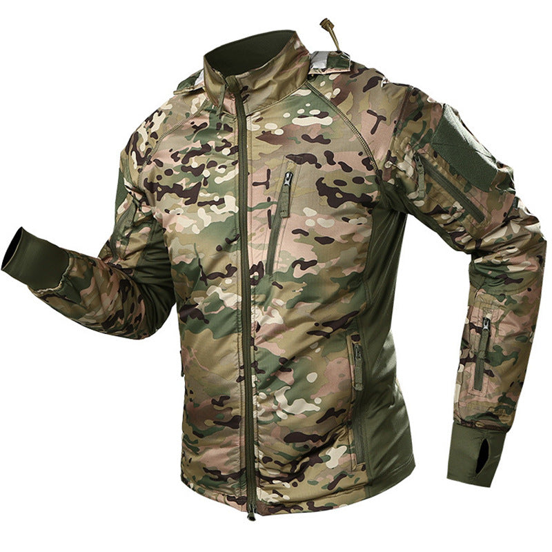 Oulylan Men Warm Bomber Jacket Camouflage Hooded Coat Windbreaker Men's Waterpr image 4