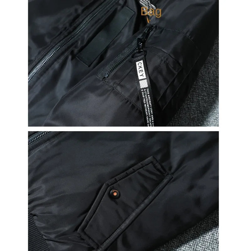 Air Force MA1 Pilot Cotton Jacket Men Double Sided Letter Embroidery Thicken Bo image 8