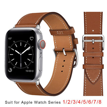Leather Strap For Apple Watch Band 49mm 45mm 44mm 42mm 41mm 40mm 38mm Wristband image 2