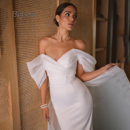 Elegant Sweetheart Mermaid Wedding Dress Women White Off The Shoulder Open Back image 4