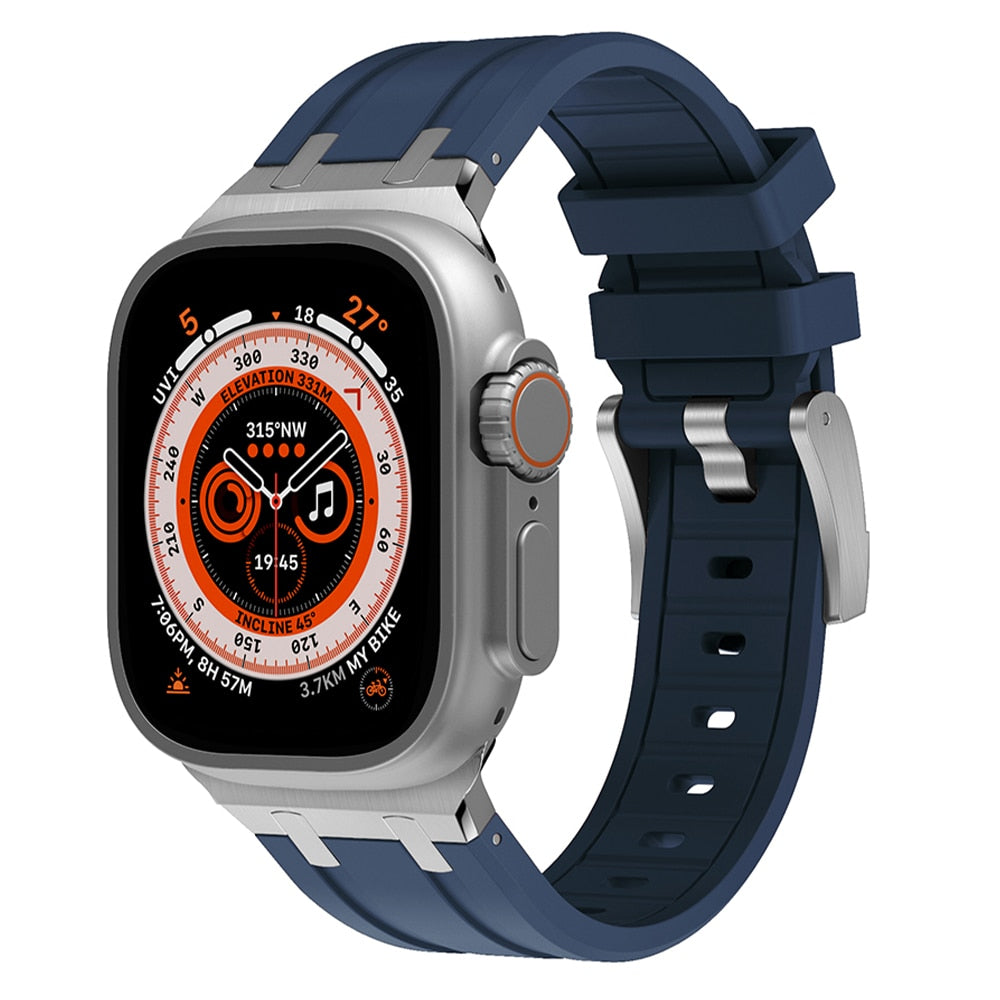 Rubber Soft Strap For Apple Watch Ultra 49mm 45mm 44mm Sports Modification Kit  image 3