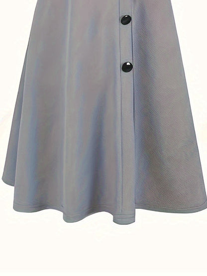 Plus Size Women Fashion Asymmetrical Collar Casual Bow Button  Solid C