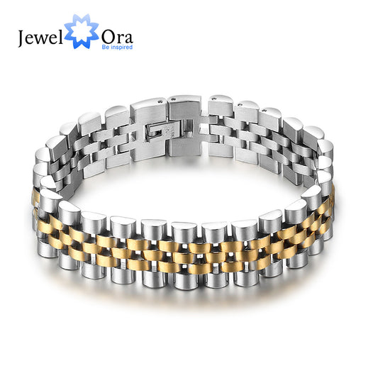 Luxury Gold Color Stainless Steel Bracelet 200mm Wristband Men Jewelry Bracelet image 0