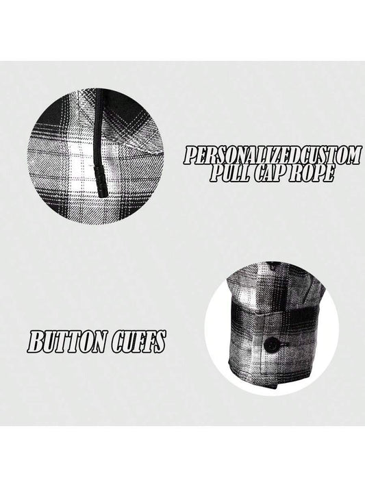 Flannel Hoodies For Men Casual Button Down PlaidLong Sleeve Lightweight Shirts  image 0