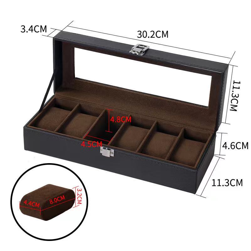 4Grids Double Carbon Fiber Watch Case/ 6Girds Watch Box Holder Organizer Storag image 12