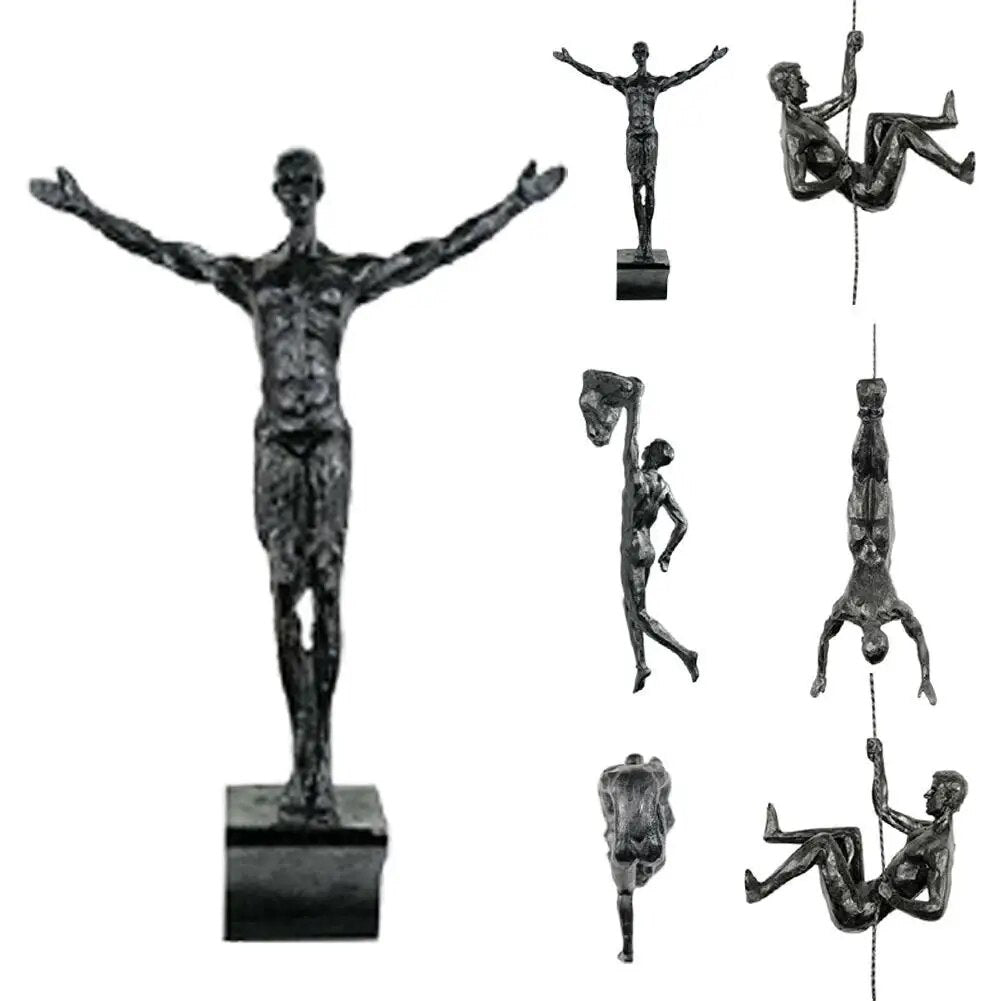 6pcs/set Industrial Style Climbing Man Resin Wall Hanging Decoration Sculpture image 2