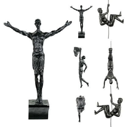 6pcs/set Industrial Style Climbing Man Resin Wall Hanging Decoration Sculpture image 2