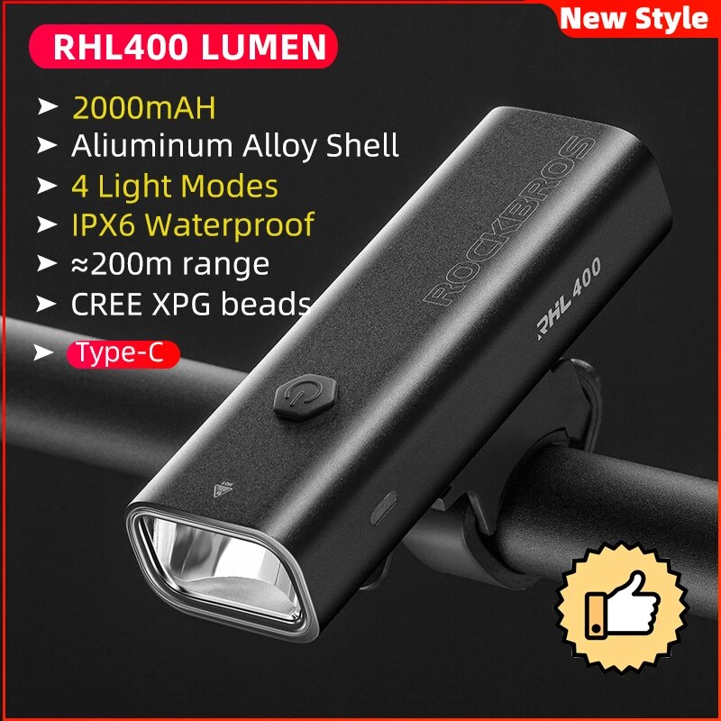 Bike Light Rainproof Type-C Charging Led 2000Mah Mtb Front Lamp Headli