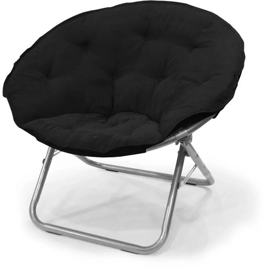 Large  Soft Microsuede 30" Saucer Chair, Black Living Room Furniture