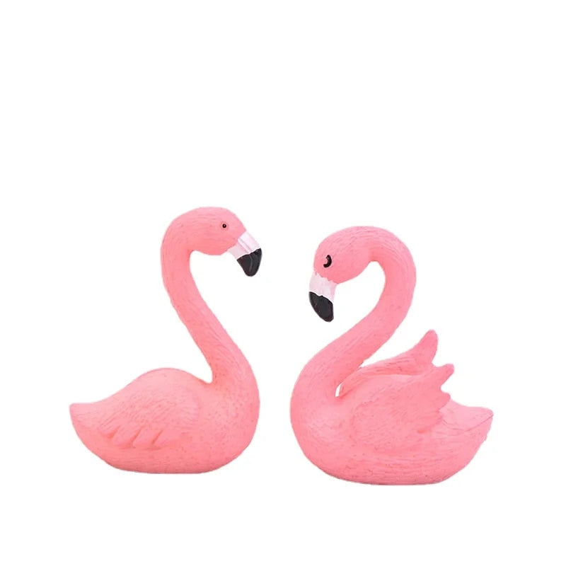 2pcs Pink Flamingo Swan Love Bird Figurine Ornaments Cake Topper Flamingo Sculp image 4